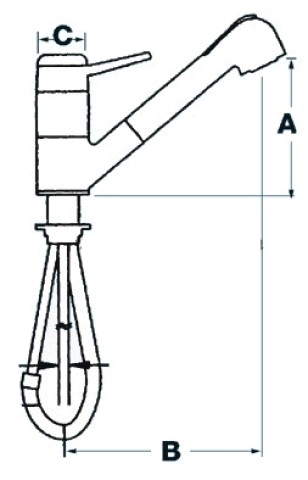 Rubinetto miscelatore monofono estraibile